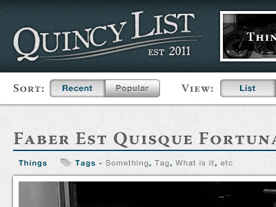 Quincy List - Header & Blog Entry Title