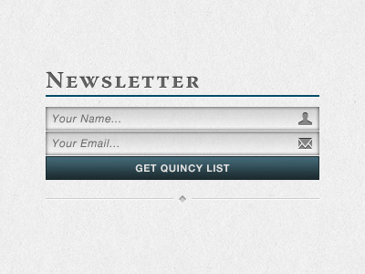Quincy List - Newsletter Sign Up Revision button form icons input newsletter signup