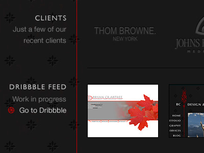 Clients and Dribbble Feed clients dribbble logos portfolio thumbnails