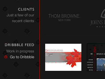 Clients and Dribbble Feed