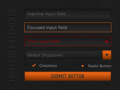 Form Field Elements checkbox dropdown form input radio submit
