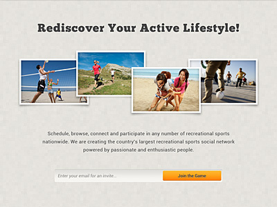 Splash/Coming Soon Page WIP - 2! active coming soon home landing page sign up splash sports
