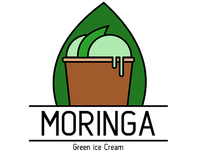 Moringa Green Ice Cream Logo branding graphic design icecream logo