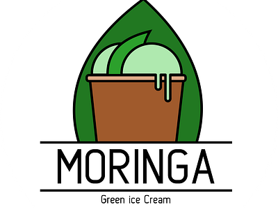 Moringa Green Ice Cream Logo branding graphic design icecream logo