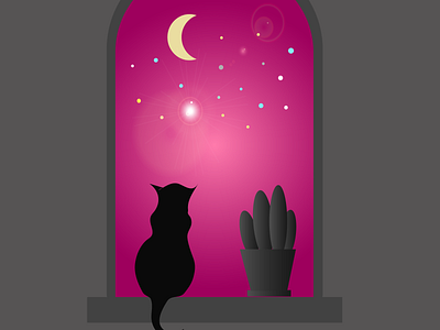 cat and moon art design illustration illustrator vector