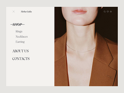 Menu for jewelry beige design ecommerce figma interface jewelry menu ui uiux ux webdesign