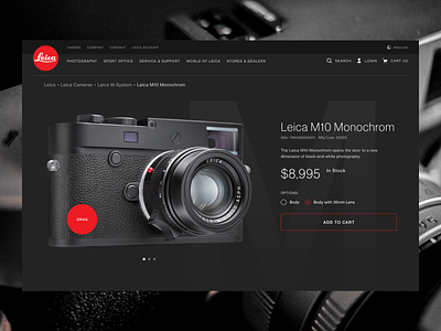 Leica Product Page design leica photography product productpage ui uiux webdesign