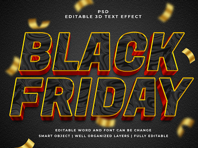 Black Friday 3D Editable PSD Text Effect 3d psd text effect 3d text 3d text effect 3d vector text effect design graphic design illustration logo psd text effect