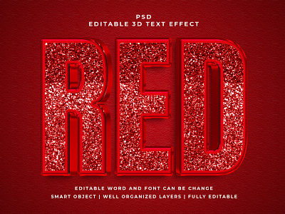 Red 3D Editable PSD Text Effect