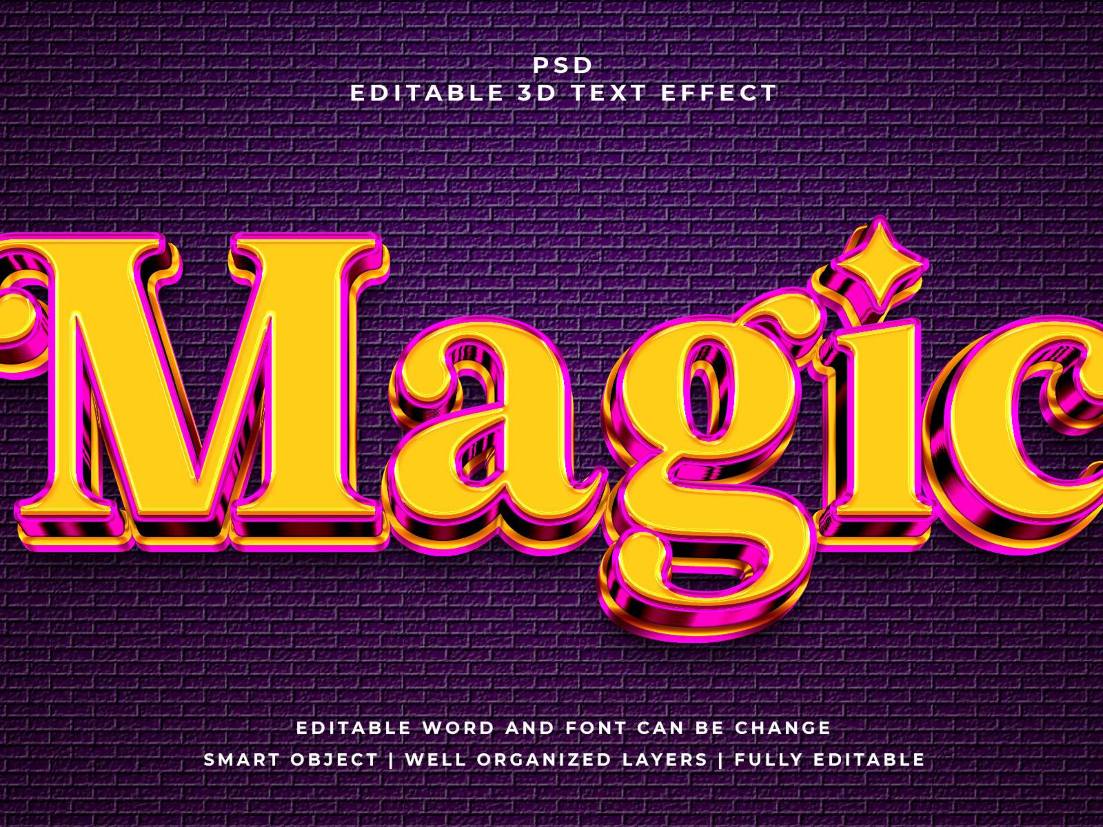 Magic 3D Editable PSD Text Effect by MD Nazir Hossain on Dribbble