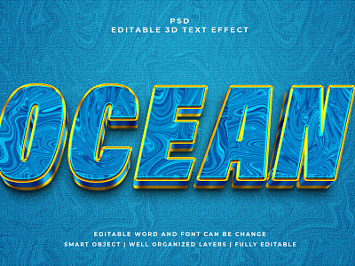 Ocean 3D Editable PSD Text Effect