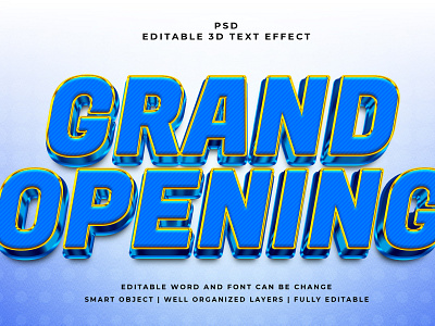 Grand Opening 3D Editable PSD Text Effect 3d psd text effect 3d text 3d text effect 3d vector text effect design graphic design illustration logo psd text effect