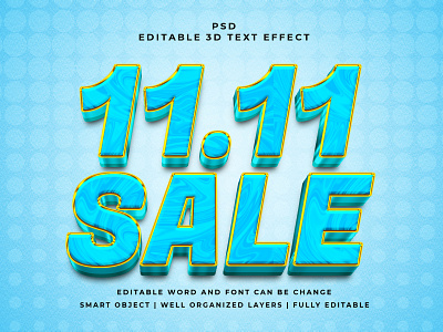 11.11 Sale 3D Editable PSD Text Effect