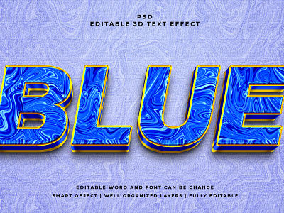 Blue 3D Editable PSD Text Effect