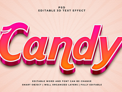 Candy 3D Editable PSD Text Effect