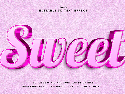 Sweet 3D Editable PSD Text Effect 3d psd text effect 3d text 3d text effect 3d vector text effect design graphic design illustration logo psd text effect