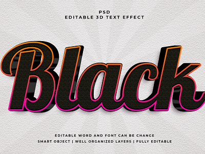 Black 3D Editable PSD Text Effect 3d psd text effect 3d text 3d text effect 3d vector text effect design graphic design illustration logo psd text effect