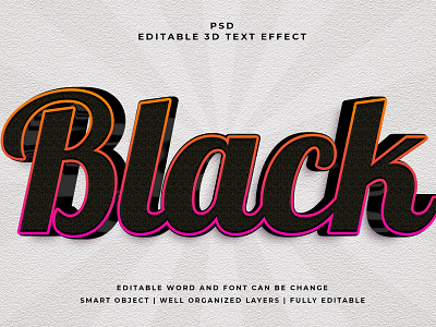 Black 3D Editable PSD Text Effect