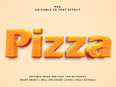 Pizza 3D Editable PSD Text Effect 3d psd text effect 3d text 3d text effect 3d vector text effect design graphic design illustration logo psd text effect