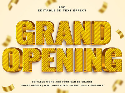 Grand Opening 3D Editable PSD Text Effect 3d psd text effect 3d text 3d text effect 3d vector text effect design graphic design illustration logo psd text effect