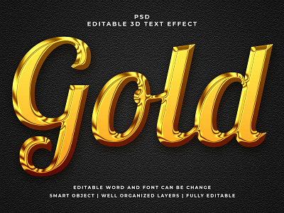 Gold 3D Editable PSD Text Effect 3d psd text effect 3d text 3d text effect 3d vector text effect design graphic design illustration logo psd text effect