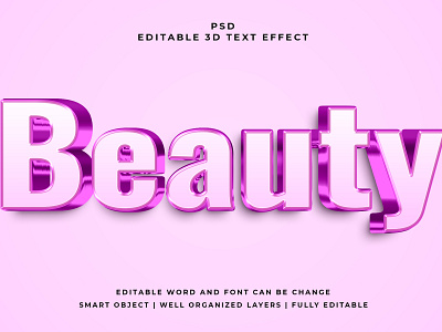 Beauty 3D Editable PSD Text Effect 3d psd text effect 3d text 3d text effect 3d vector text effect design graphic design illustration logo psd text effect