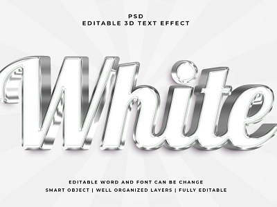 White 3D Editable PSD Text Effect 3d psd text effect 3d text 3d text effect 3d vector text effect design graphic design illustration logo psd text effect
