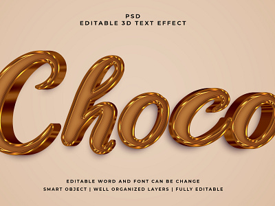 Choco 3D Editable PSD Text Effect 3d psd text effect 3d text 3d text effect 3d vector text effect design graphic design illustration logo psd text effect