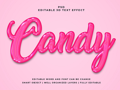 Candy 3D Editable PSD Text Effect 3d psd text effect 3d text 3d text effect 3d vector text effect design graphic design illustration logo psd text effect