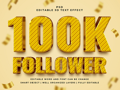 100k 3D Editable PSD Text Effect 3d psd text effect 3d text 3d text effect 3d vector text effect design graphic design illustration logo psd text effect