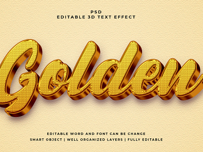 Golden 3D Editable PSD Text Effect 3d psd text effect 3d text 3d text effect 3d vector text effect design graphic design illustration logo psd text effect