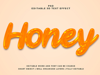 Honey 3D Editable PSD Text Effect 3d psd text effect 3d text 3d text effect 3d vector text effect design graphic design illustration logo psd text effect