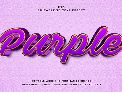 Purple 3D Editable PSD Text Effect 3d psd text effect 3d text 3d text effect 3d vector text effect design graphic design illustration logo psd text effect