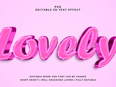 Lovely 3D Editable PSD Text Effect 3d psd text effect 3d text 3d text effect 3d vector text effect design graphic design illustration logo psd text effect