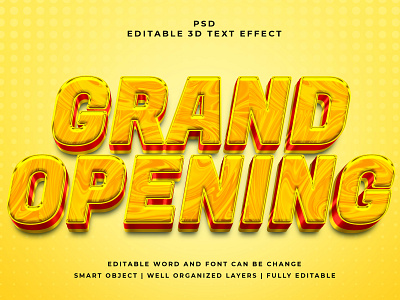 Grand Opening 3D Editable PSD Text Effect 3d psd text effect 3d text 3d text effect 3d vector text effect design graphic design illustration logo psd text effect