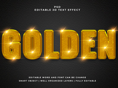 Golden 3D Editable PSD Text Effect 3d psd text effect 3d text 3d text effect 3d vector text effect design graphic design illustration logo psd text effect