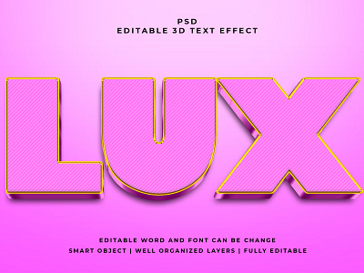 Lux 3D Editable PSD Text Effect 3d psd text effect 3d text 3d text effect 3d vector text effect design graphic design illustration logo psd text effect