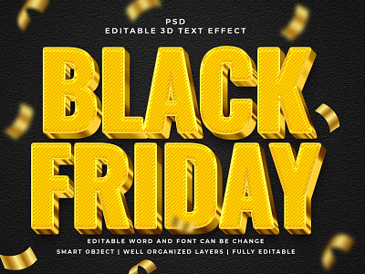 Black Friday 3D Editable PSD Text Effect 3d psd text effect 3d text 3d text effect 3d vector text effect design graphic design illustration logo psd text effect