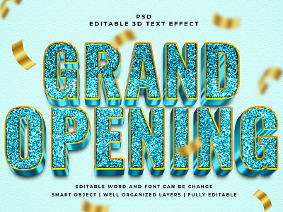 Grand Opening 3D Editable PSD Text Effect 3d psd text effect 3d text 3d text effect 3d vector text effect design graphic design illustration logo psd text effect