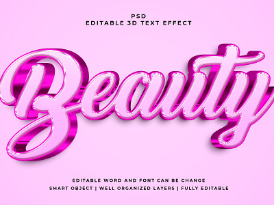 Beauty 3D Editable PSD Text Effect 3d psd text effect 3d text 3d text effect 3d vector text effect design graphic design illustration logo psd text effect