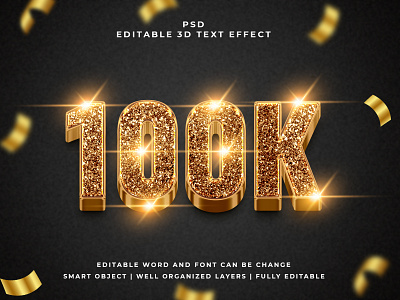 100k 3D Editable PSD Text Effect