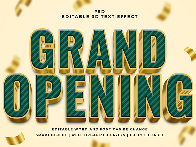 Grand Opening 3D Editable PSD Text Effect 3d psd text effect 3d text 3d text effect 3d vector text effect design graphic design illustration logo psd text effect