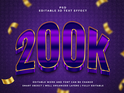 200k 3D Editable PSD Text Effect 3d psd text effect 3d text 3d text effect 3d vector text effect design graphic design illustration logo psd text effect