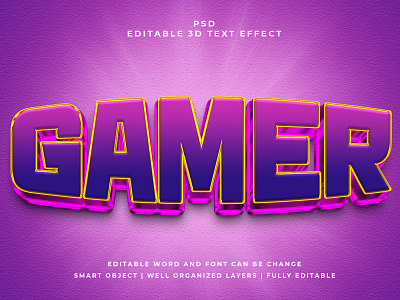 Gamer 3D Editable PSD Text Effect 3d psd text effect 3d text 3d text effect 3d vector text effect design graphic design illustration logo psd text effect