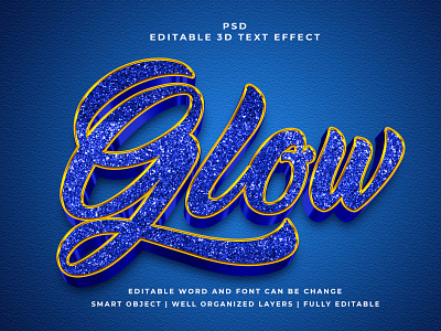 Glow 3D Editable PSD Text Effect 3d psd text effect 3d text 3d text effect 3d vector text effect design graphic design illustration logo psd text effect