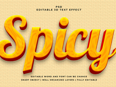 Spicy 3D Editable PSD Text Effect 3d psd text effect 3d text 3d text effect 3d vector text effect design graphic design illustration logo psd text effect