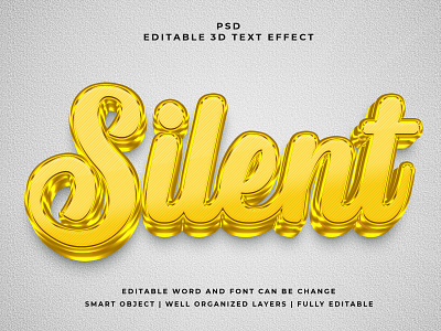 Silent 3D Editable PSD Text Effect 3d psd text effect 3d text 3d text effect 3d vector text effect design graphic design illustration logo psd text effect