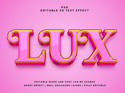 Lux 3D Editable PSD Text Effect 3d psd text effect 3d text 3d text effect 3d vector text effect design graphic design illustration logo psd text effect