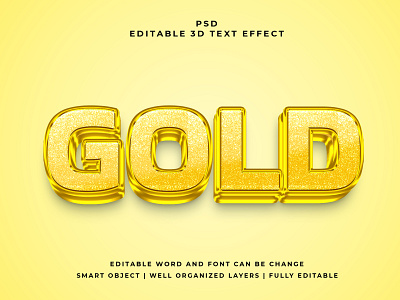 Gold 3D Editable PSD Text Effect 3d psd text effect 3d text 3d text effect 3d vector text effect design graphic design illustration logo psd text effect