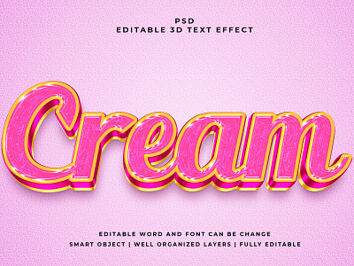 Cream 3D Editable PSD Text Effect 3d psd text effect 3d text 3d text effect 3d vector text effect design graphic design illustration logo psd text effect